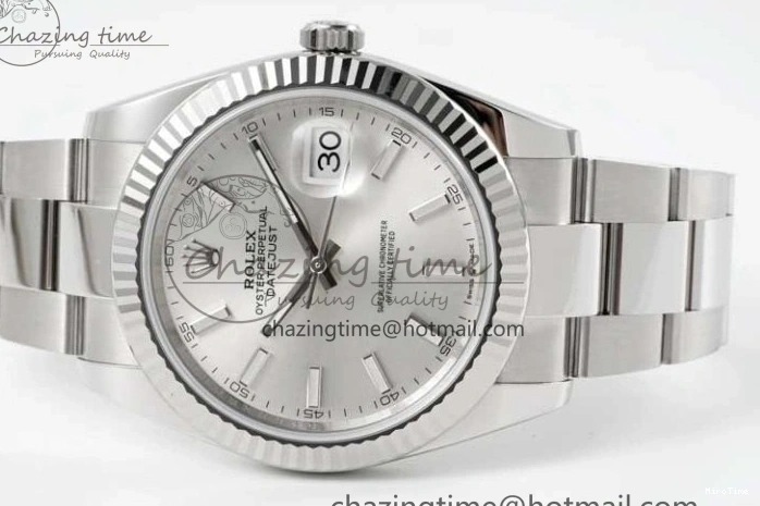 MiroTime 0113 DateJust 41 126334 Clean 1:1 Best Edition 904L Steel Silver Stick Dial on Oyster Bracelet VR Modern 2434